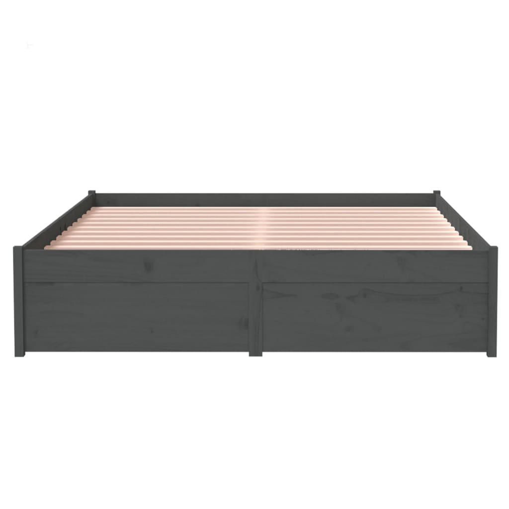 Bedframe Massief Hout Grijs 120X190 Cm 4Ft Small Double