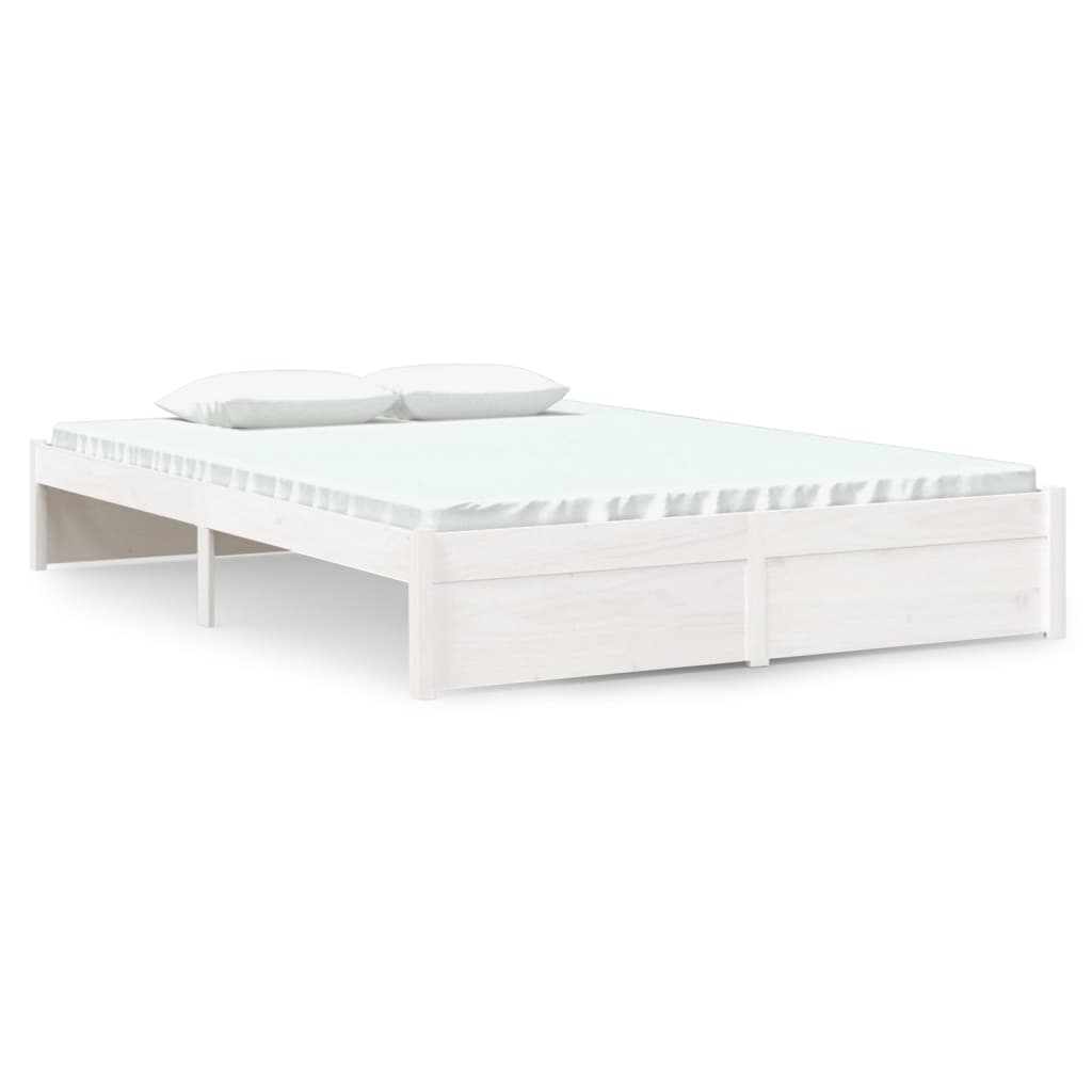 Bedframe Massief Hout Wit 135X190 Cm 4Ft6 Double