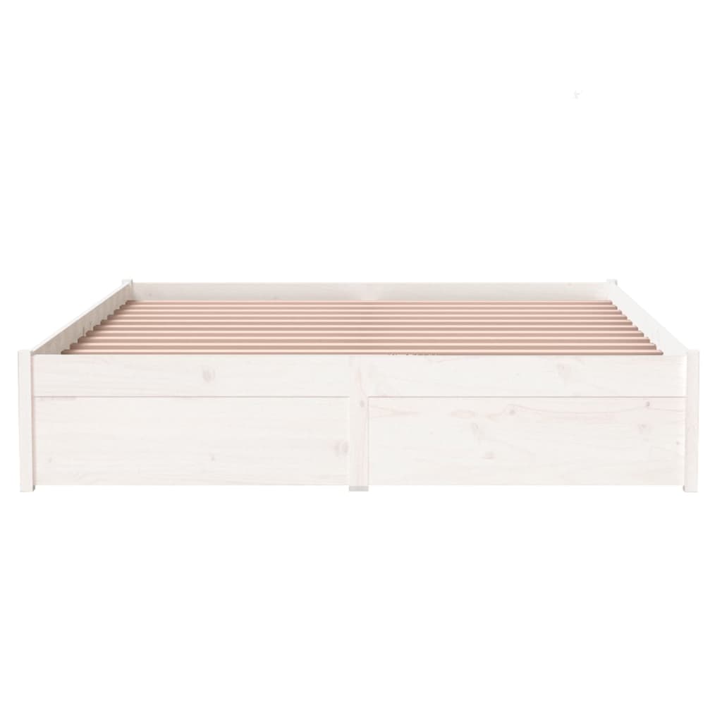 Bedframe Massief Hout Wit 135X190 Cm 4Ft6 Double