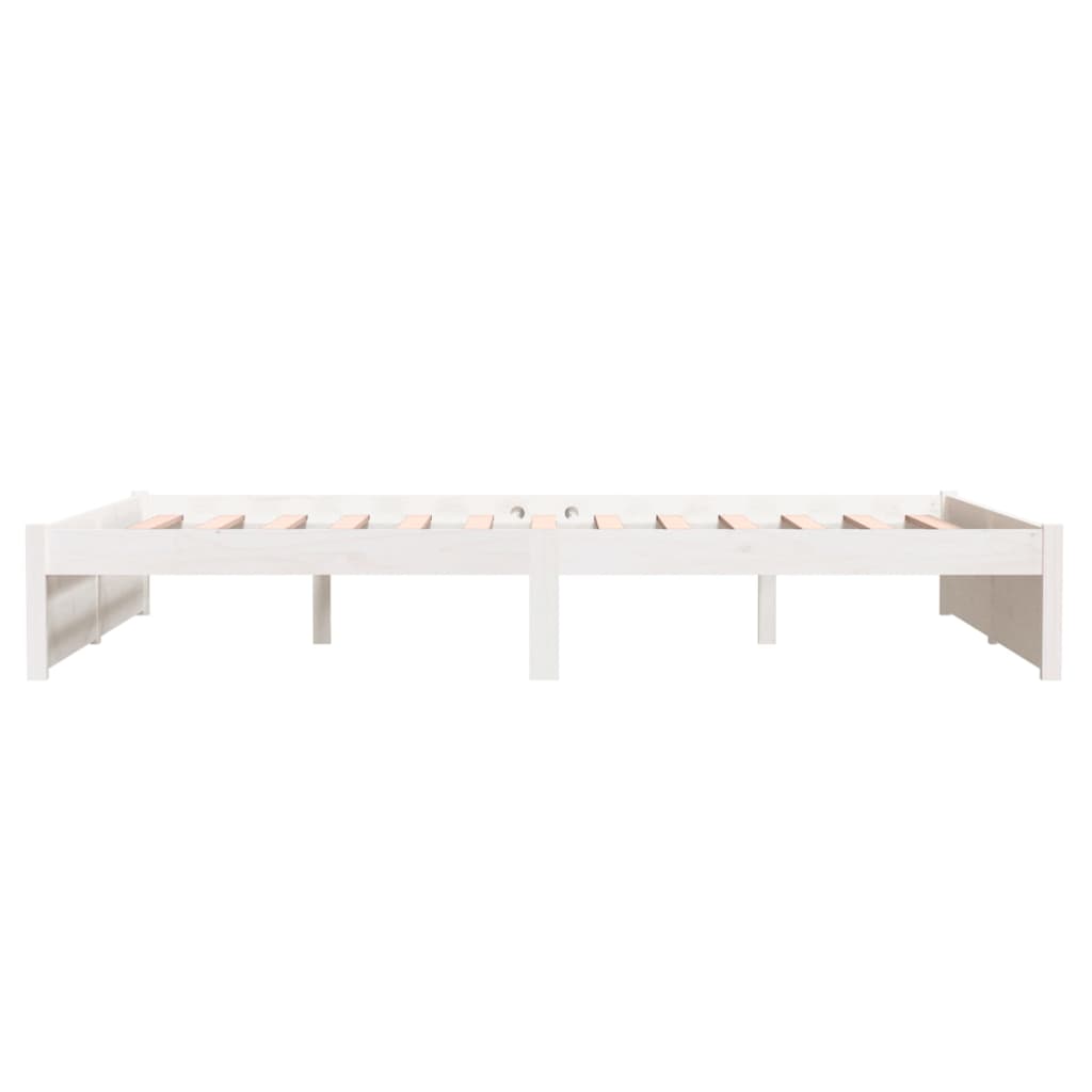 Bedframe Massief Hout Wit 135X190 Cm 4Ft6 Double