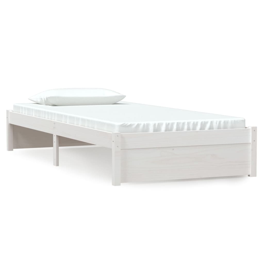 Bedframe Massief Hout Wit 90X200 Cm