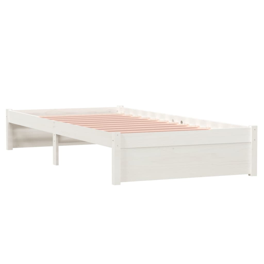 Bedframe Massief Hout Wit 90X200 Cm