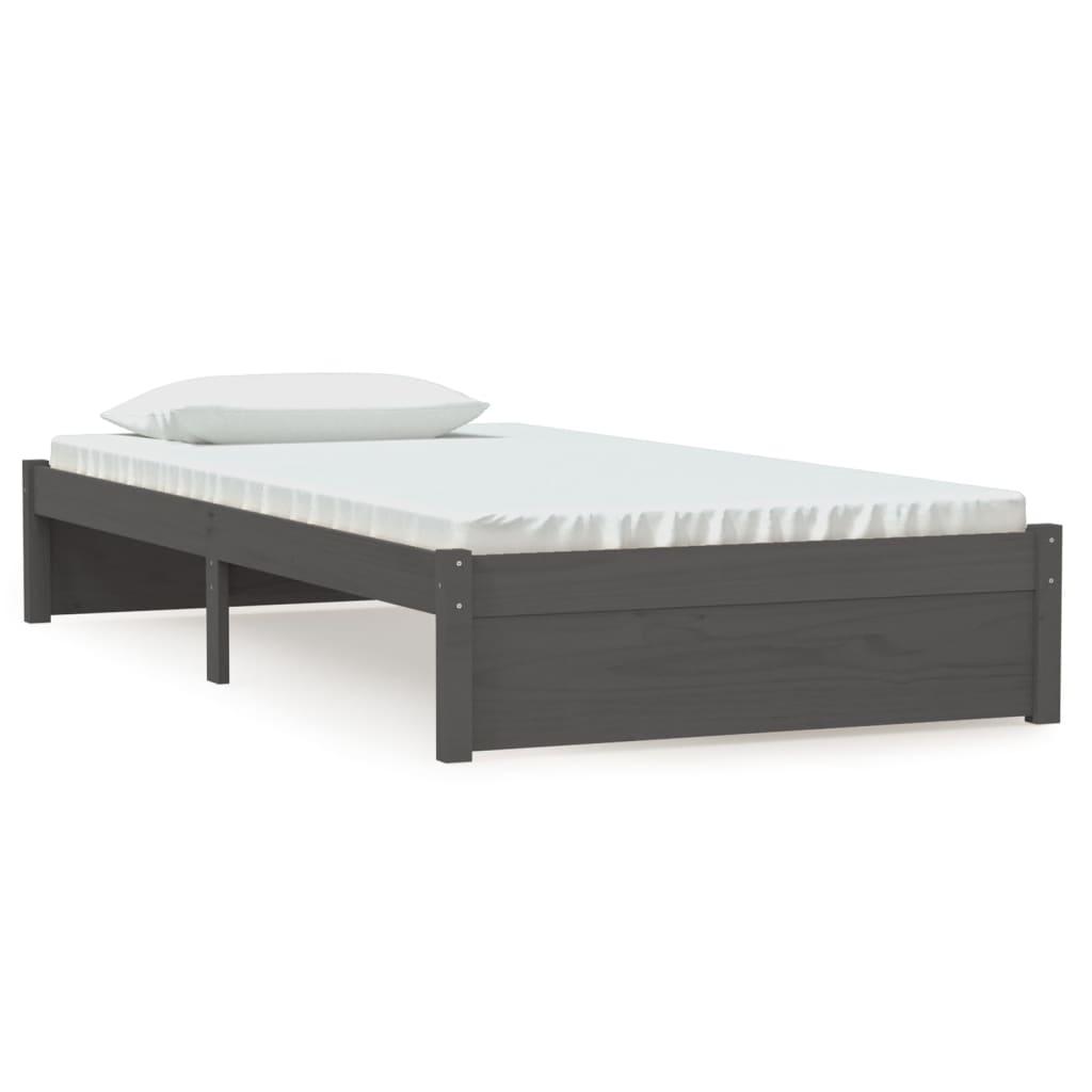 Bedframe Massief Hout Grijs 100X200 Cm
