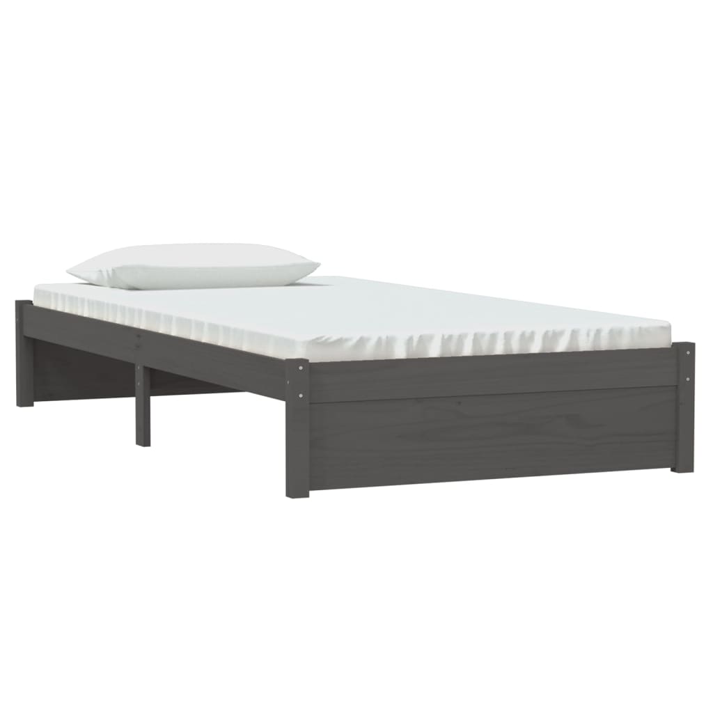 Bedframe Massief Hout Grijs 100X200 Cm