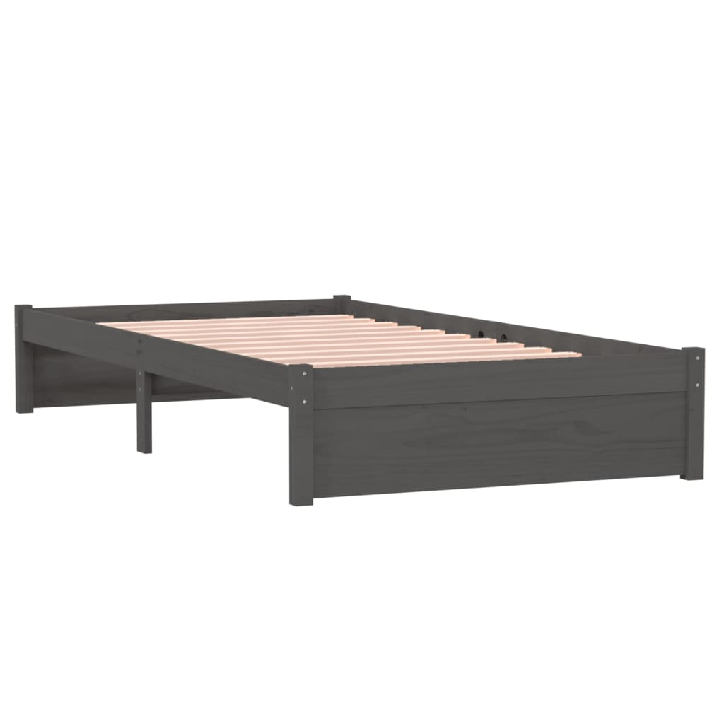 Bedframe Massief Hout Grijs 100X200 Cm