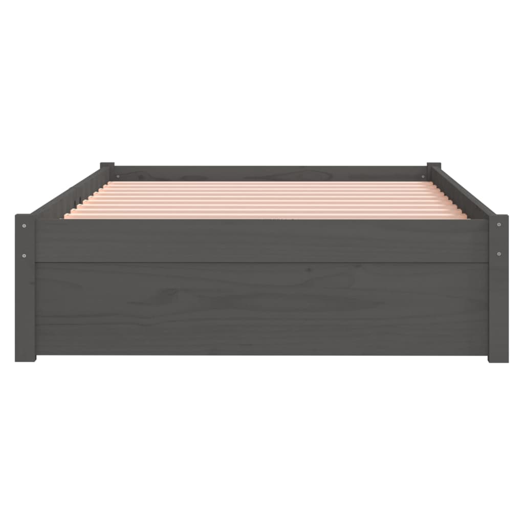 Bedframe Massief Hout Grijs 100X200 Cm