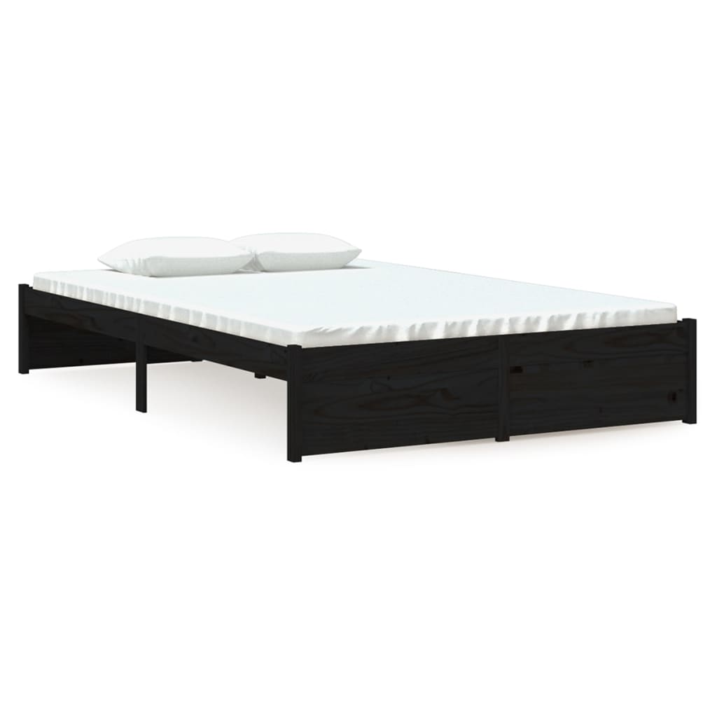 Bedframe Massief Hout Zwart 120X200 Cm
