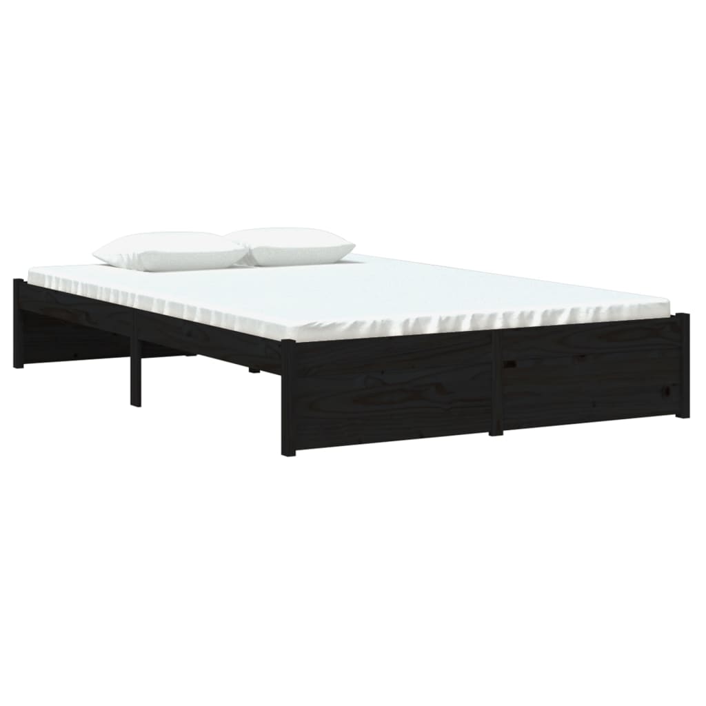 Bedframe Massief Hout Zwart 120X200 Cm