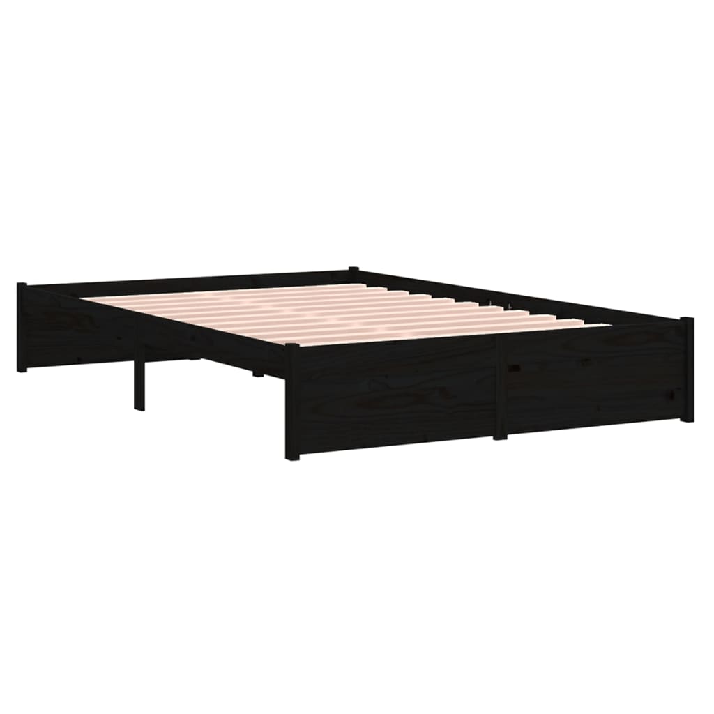 Bedframe Massief Hout Zwart 120X200 Cm