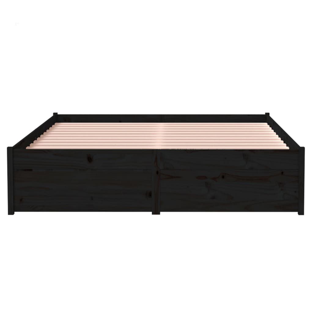 Bedframe Massief Hout Zwart 120X200 Cm