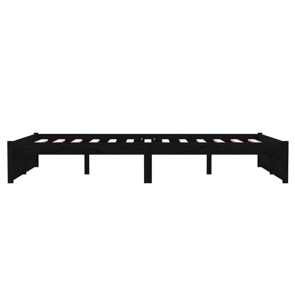 Bedframe Massief Hout Zwart 120X200 Cm