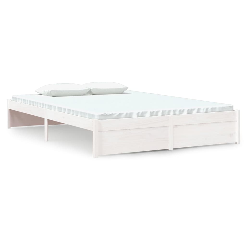 Bedframe Massief Hout Wit 140X200 Cm
