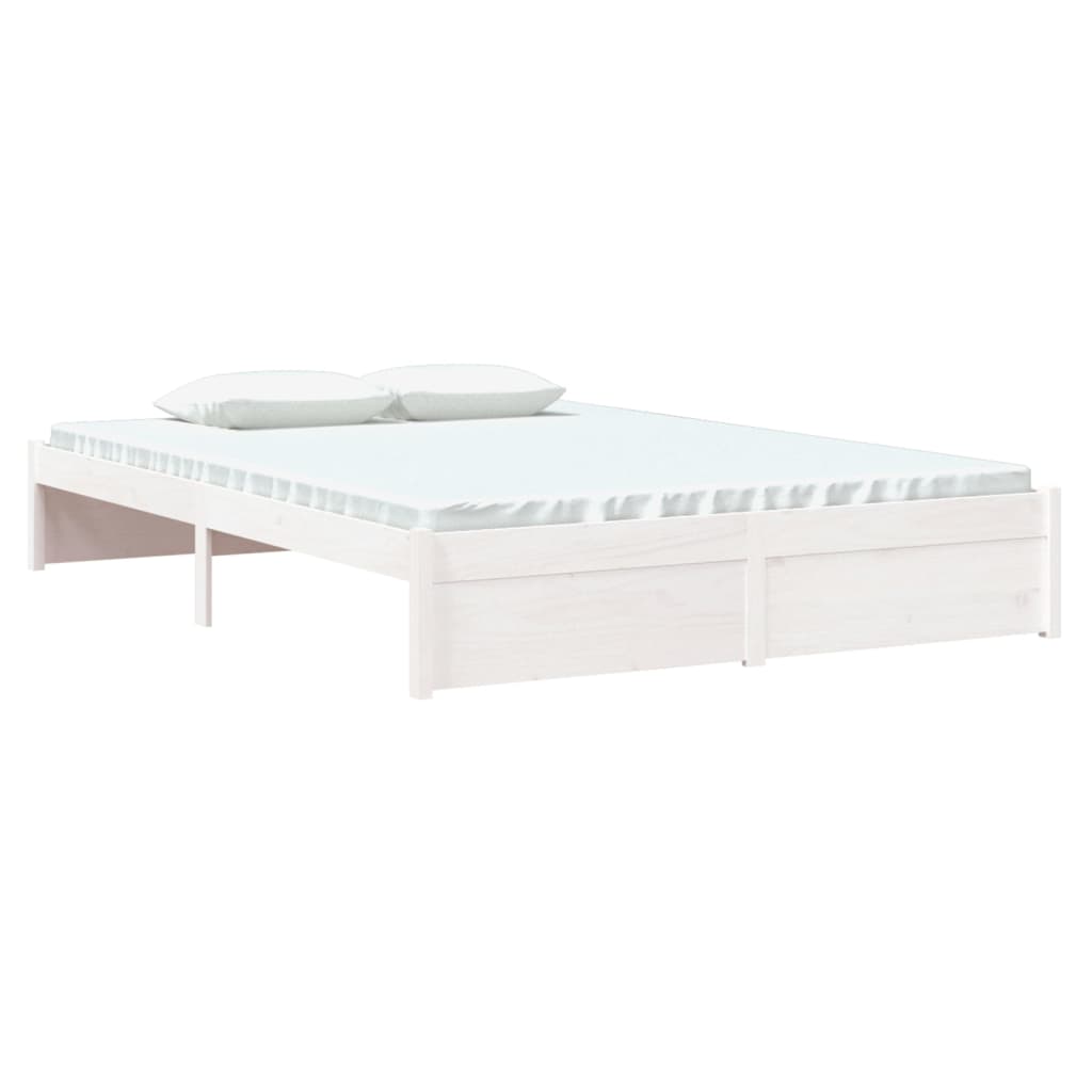 Bedframe Massief Hout Wit 140X200 Cm