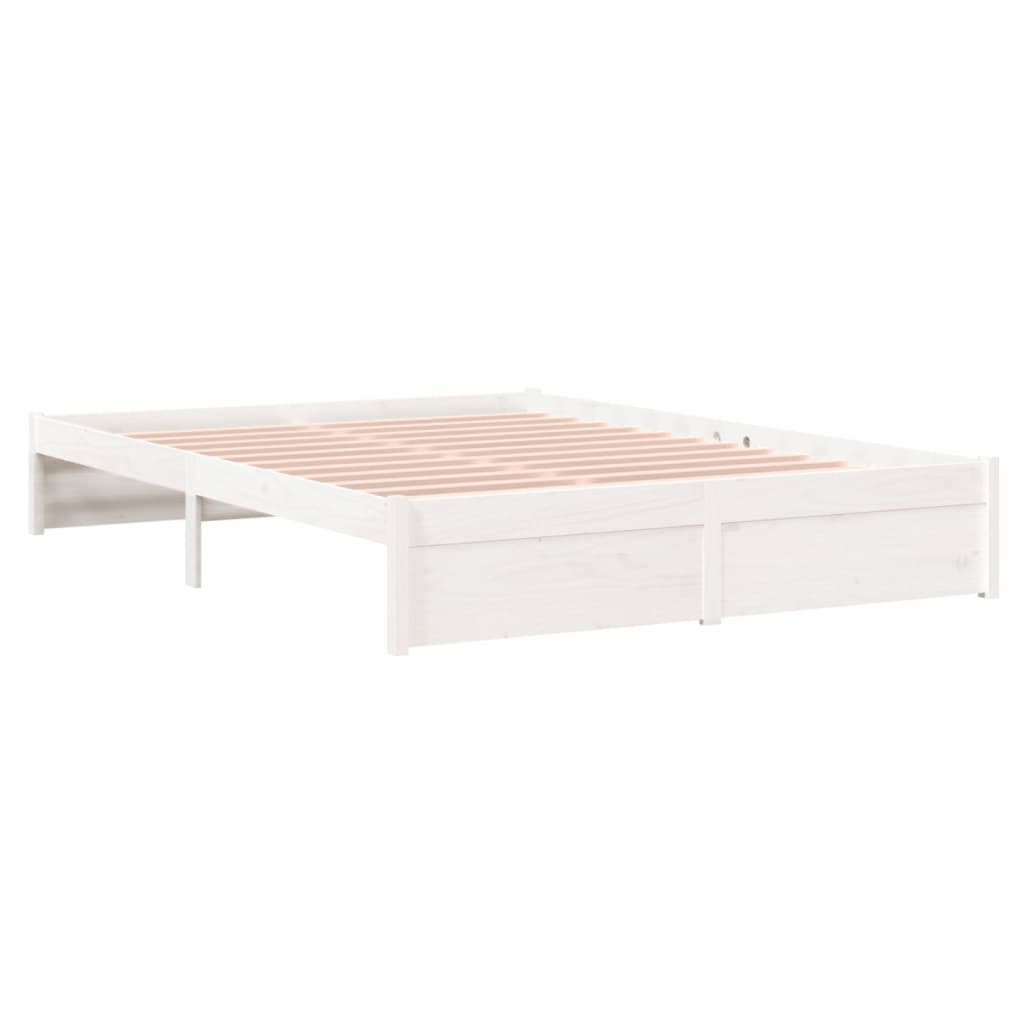 Bedframe Massief Hout Wit 140X200 Cm