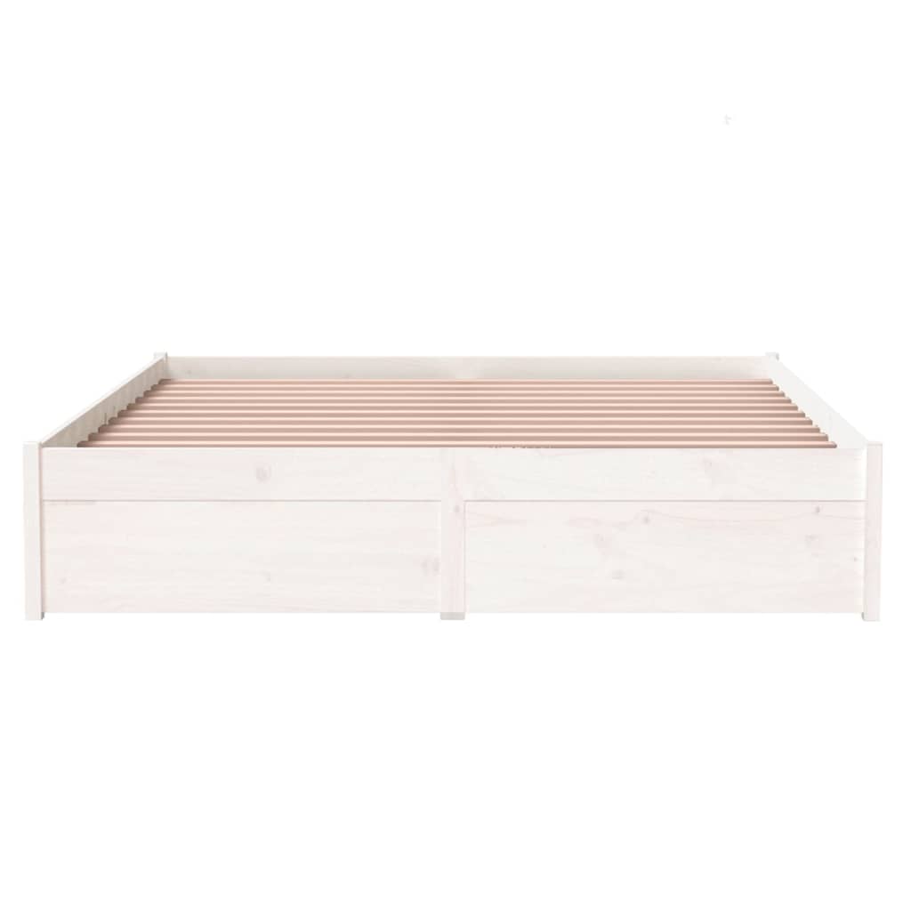 Bedframe Massief Hout Wit 140X200 Cm