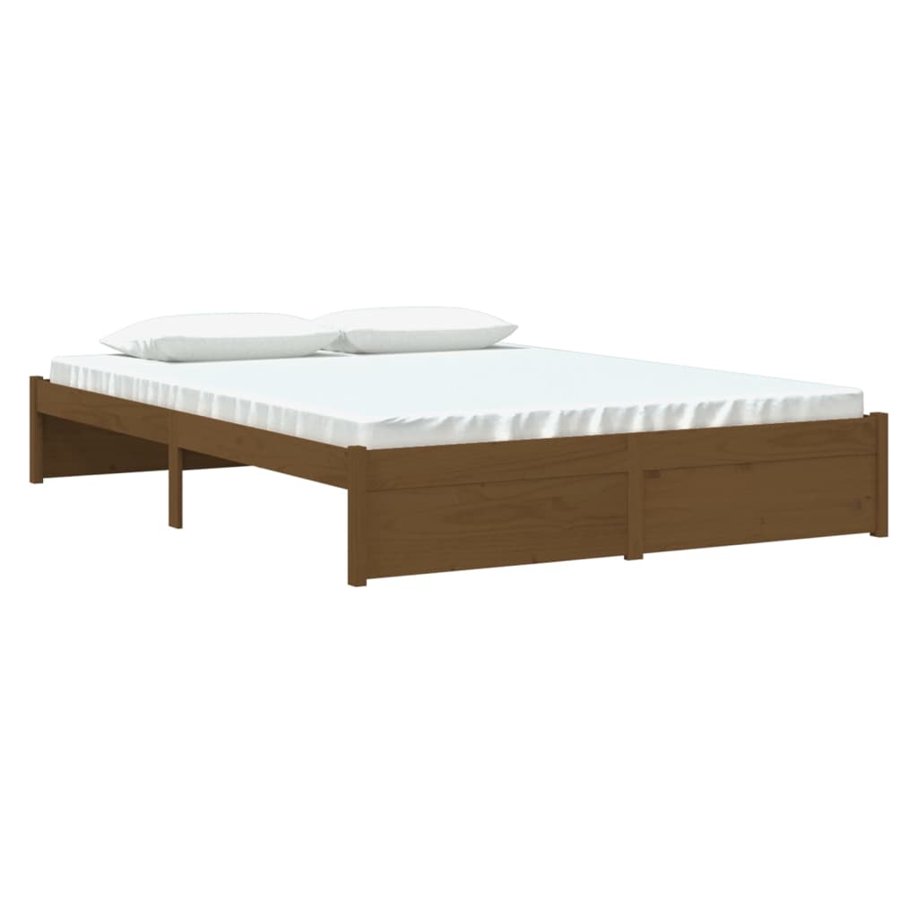 Bedframe Massief Hout Honingbruin 150X200 Cm 5Ft King Size