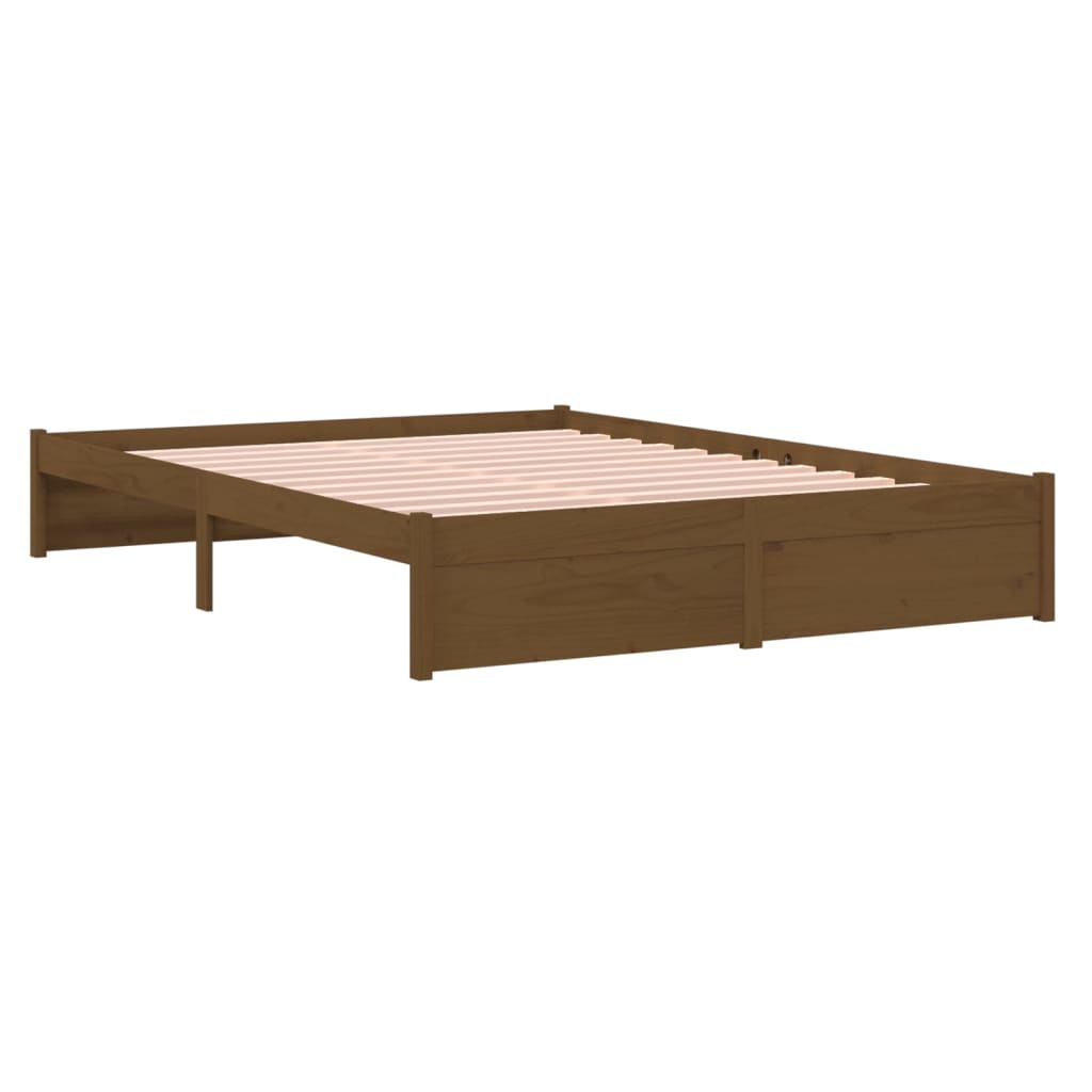 Bedframe Massief Hout Honingbruin 150X200 Cm 5Ft King Size