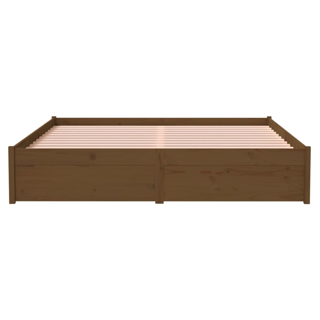 Bedframe Massief Hout Honingbruin 150X200 Cm 5Ft King Size