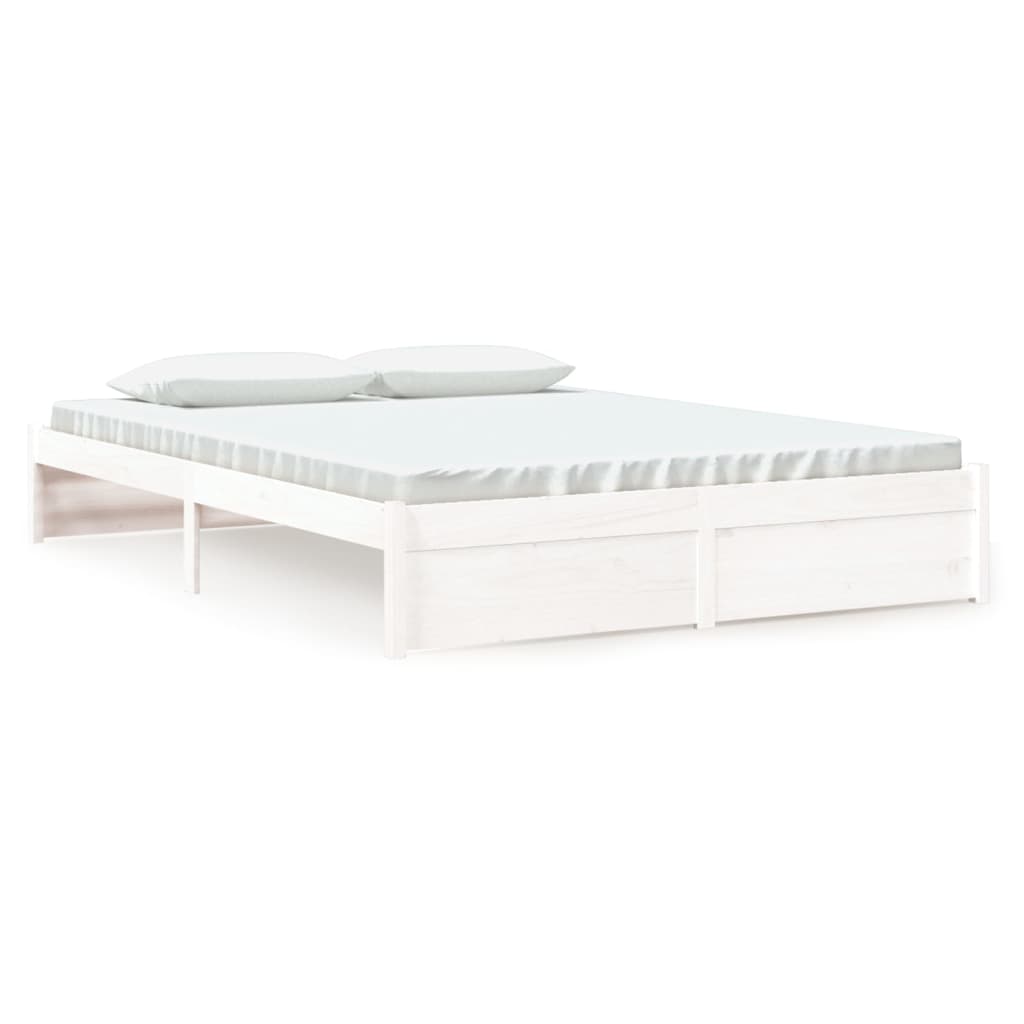 Bedframe Massief Hout Wit 160X200 Cm