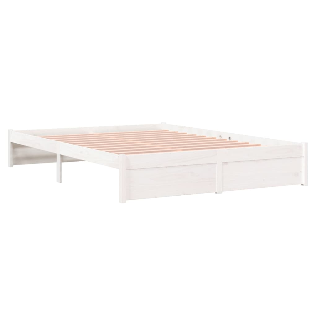 Bedframe Massief Hout Wit 160X200 Cm