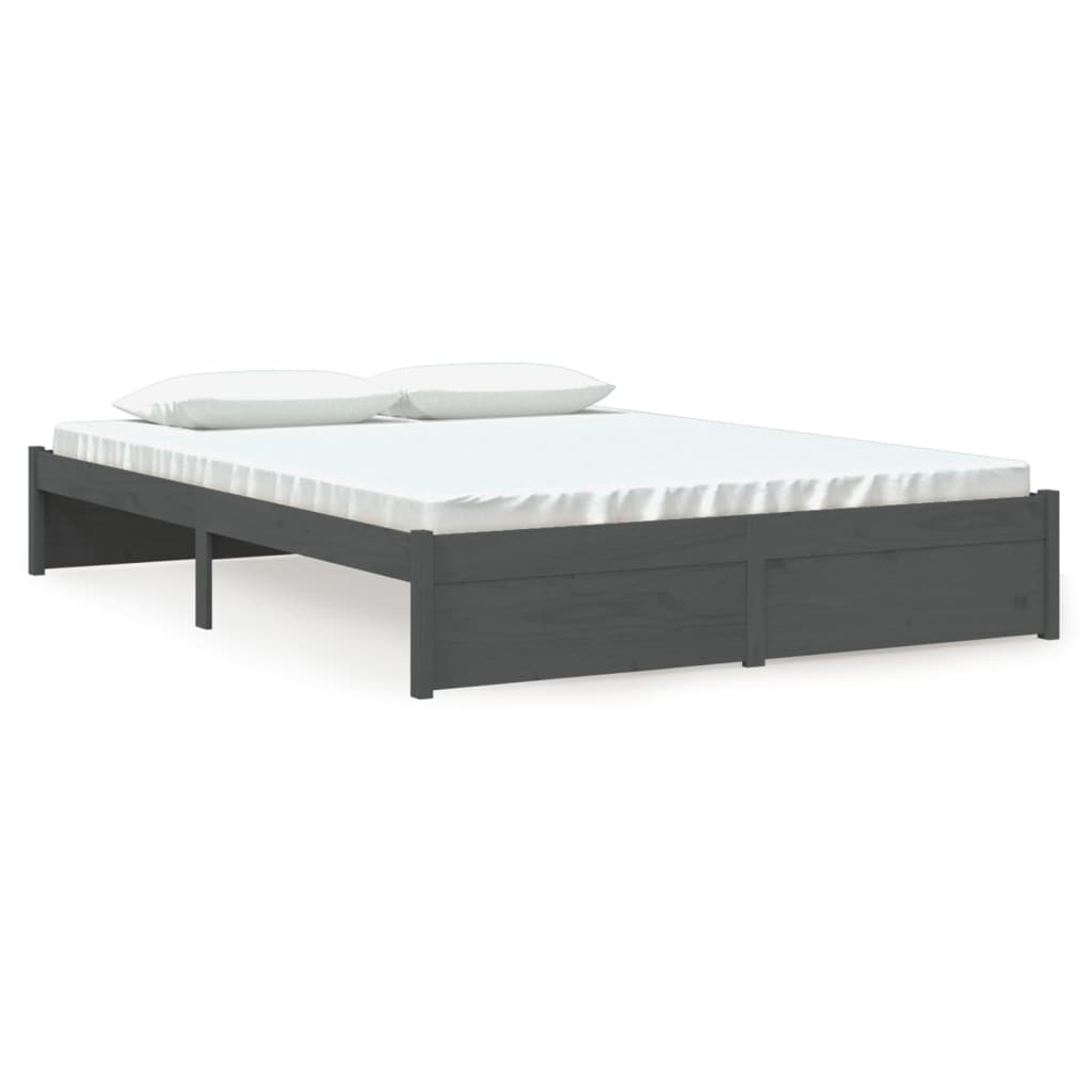 Bedframe Massief Hout Grijs 160X200 Cm