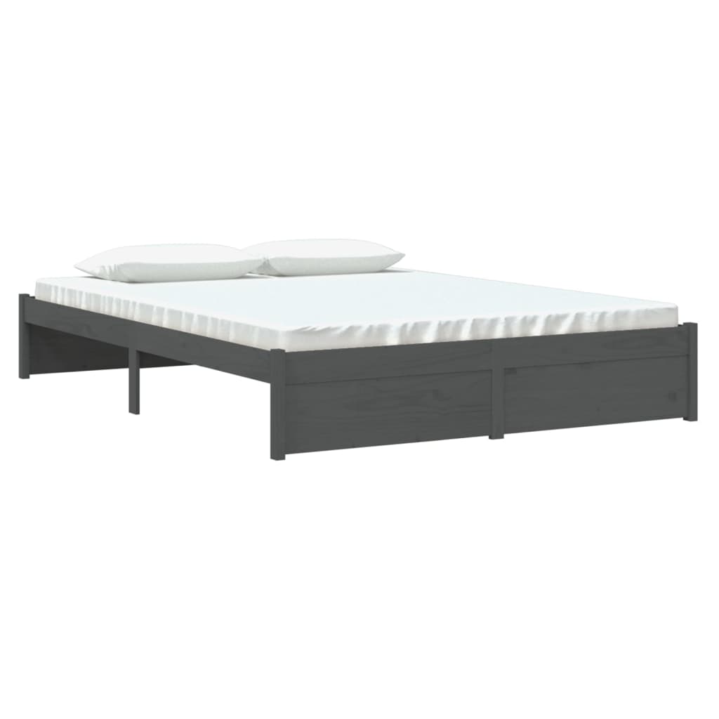 Bedframe Massief Hout Grijs 160X200 Cm