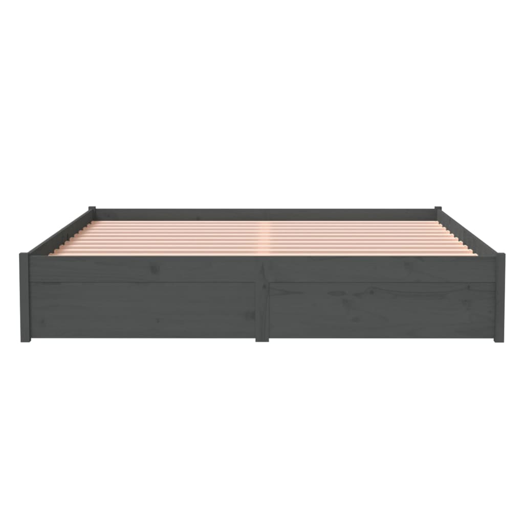 Bedframe Massief Hout Grijs 160X200 Cm