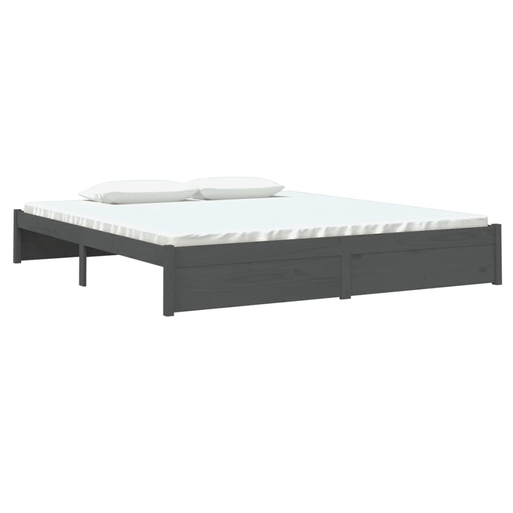 Bedframe Massief Hout Grijs 180X200 Cm 6Ft Super King