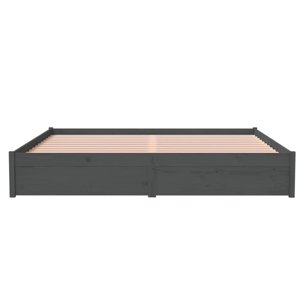 Bedframe Massief Hout Grijs 180X200 Cm 6Ft Super King