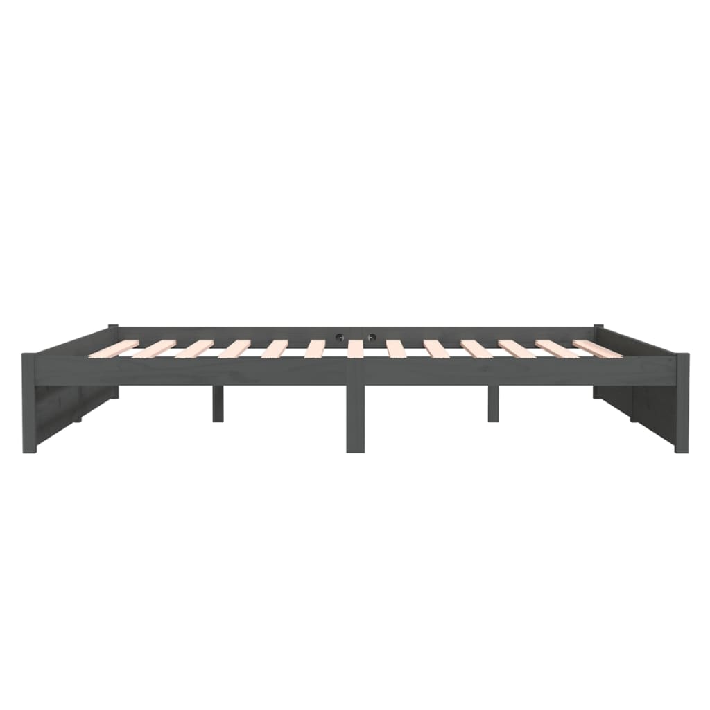 Bedframe Massief Hout Grijs 180X200 Cm 6Ft Super King