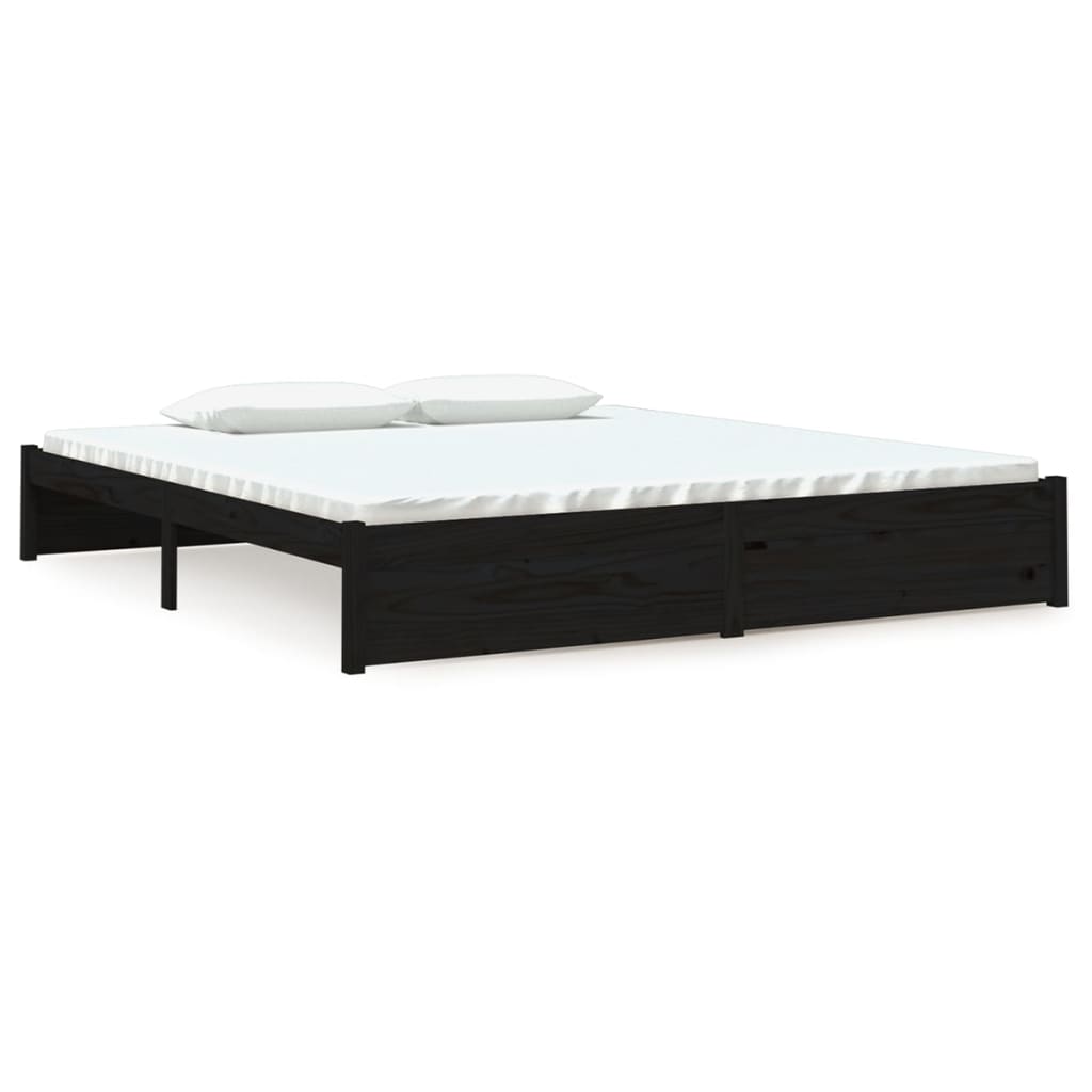 Bedframe Massief Hout Zwart 180X200 Cm 6Ft Super King
