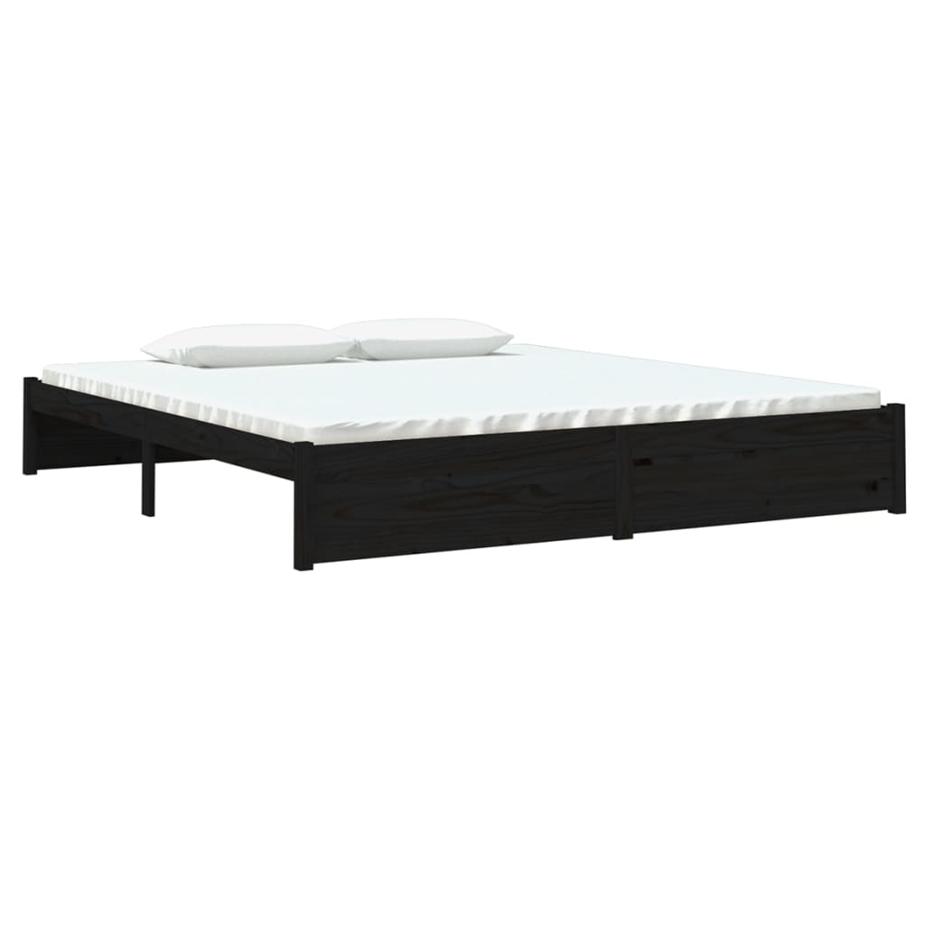 Bedframe Massief Hout Zwart 180X200 Cm 6Ft Super King
