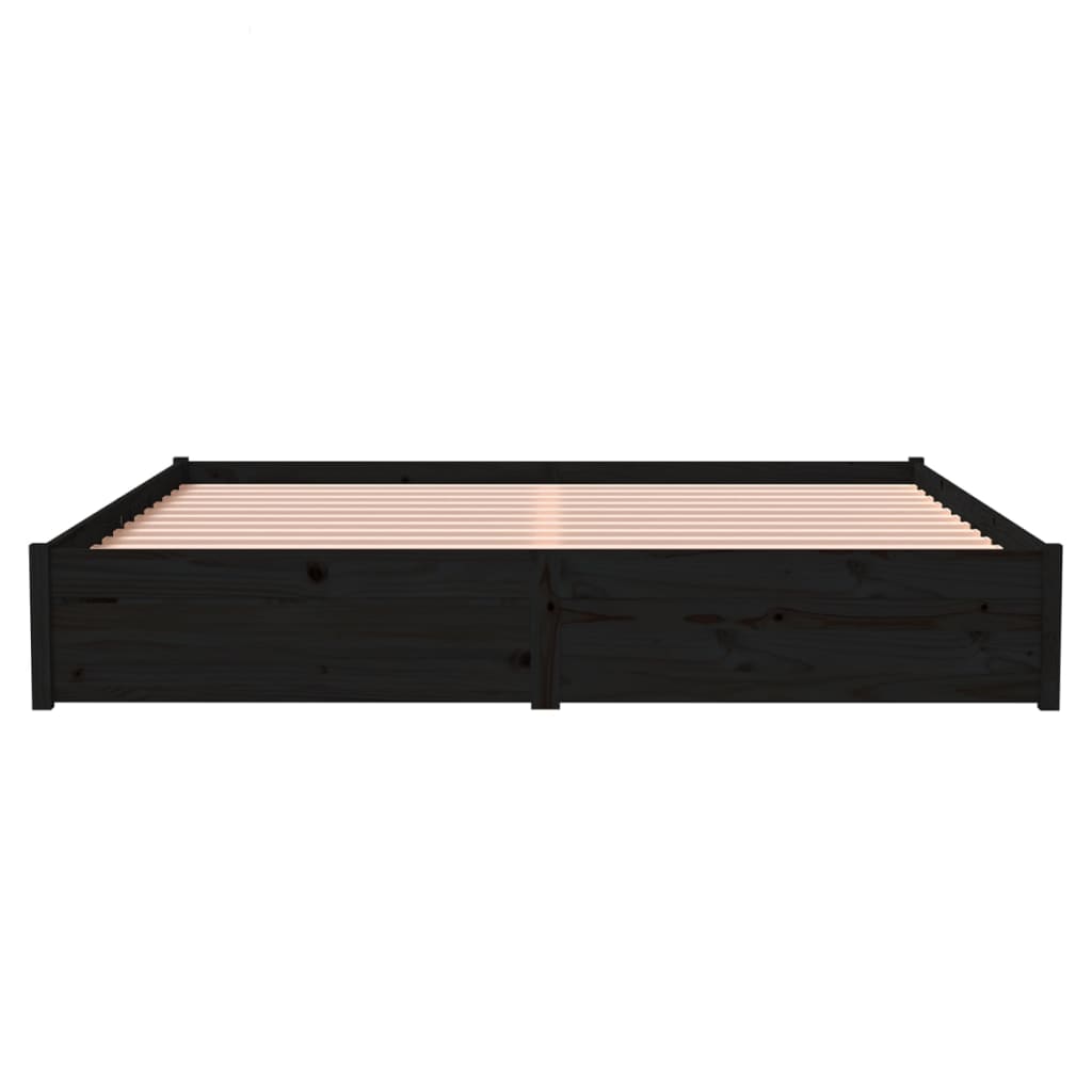 Bedframe Massief Hout Zwart 180X200 Cm 6Ft Super King