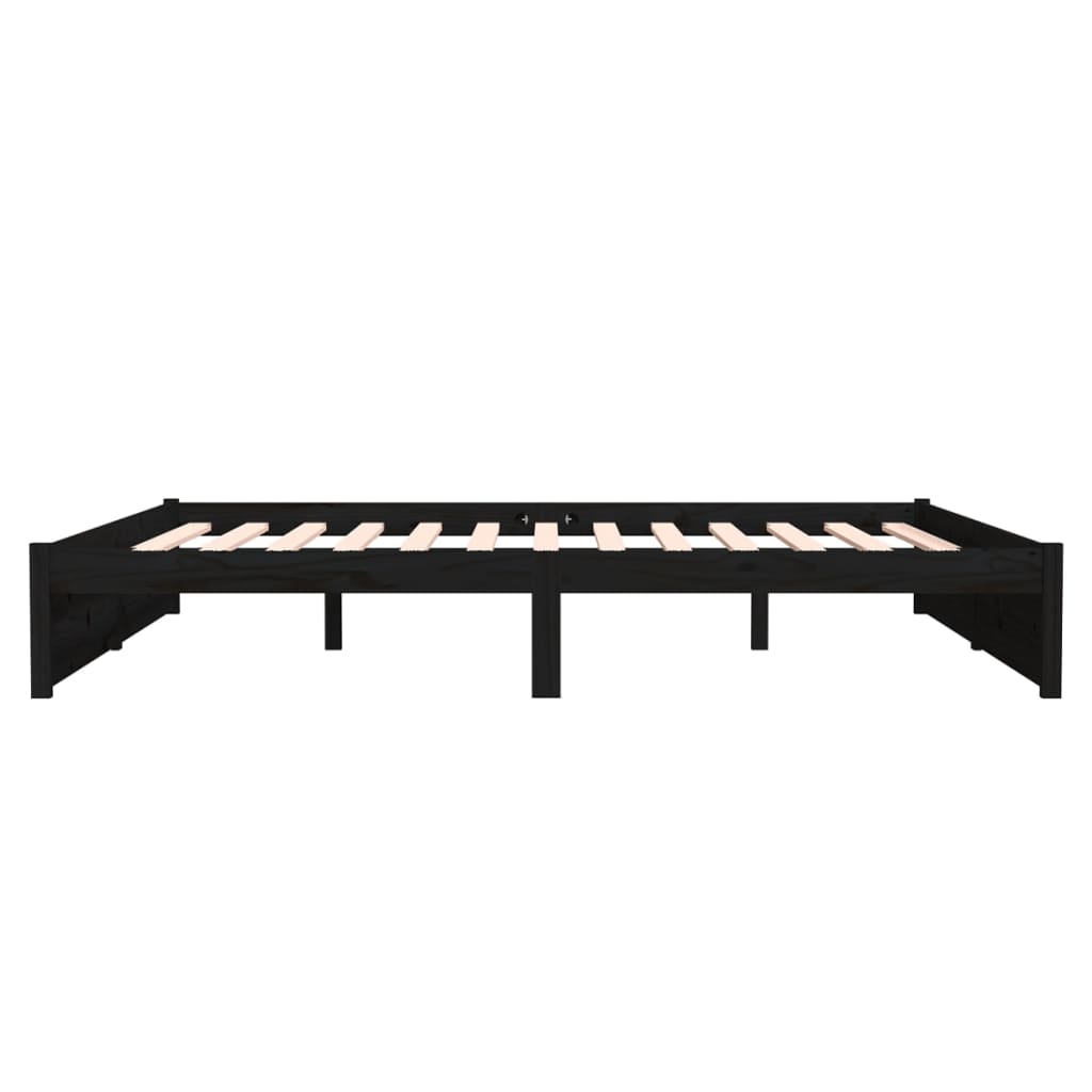 Bedframe Massief Hout Zwart 180X200 Cm 6Ft Super King