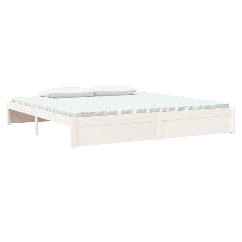 Bedframe Massief Hout Wit 200X200 Cm
