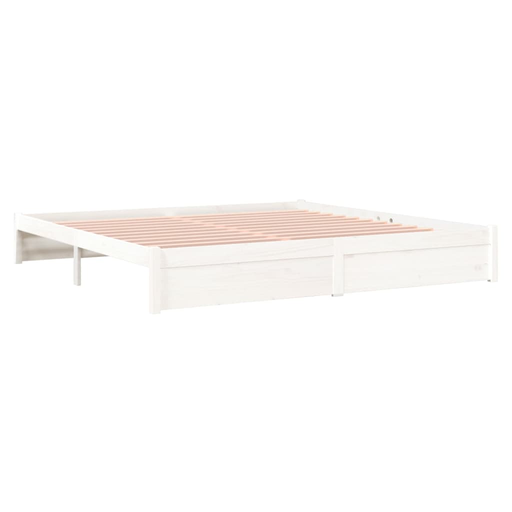 Bedframe Massief Hout Wit 200X200 Cm