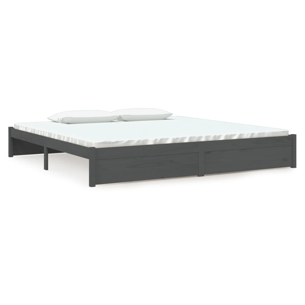 Bedframe Massief Hout Grijs 200X200 Cm