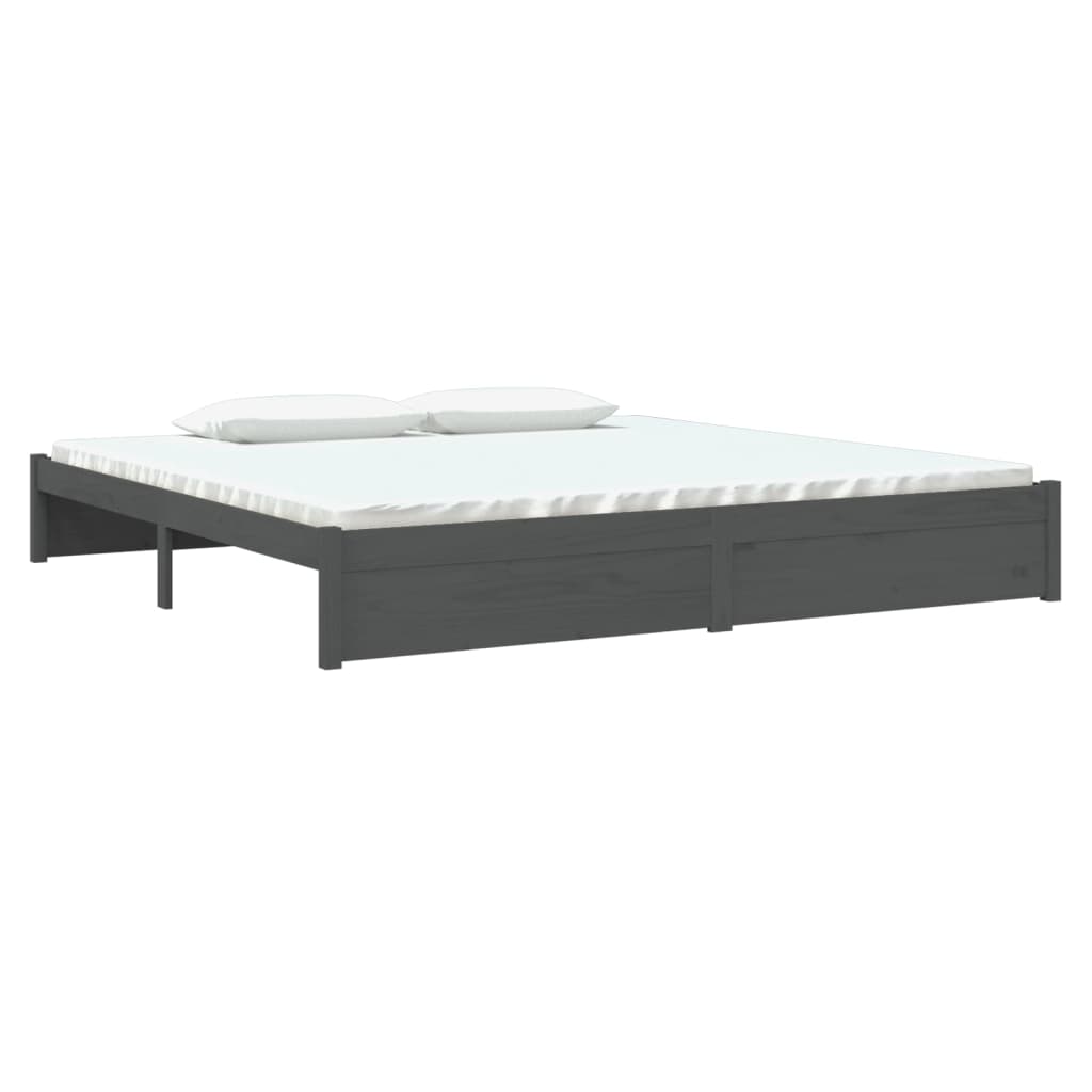 Bedframe Massief Hout Grijs 200X200 Cm