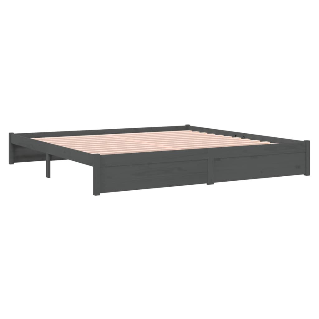 Bedframe Massief Hout Grijs 200X200 Cm
