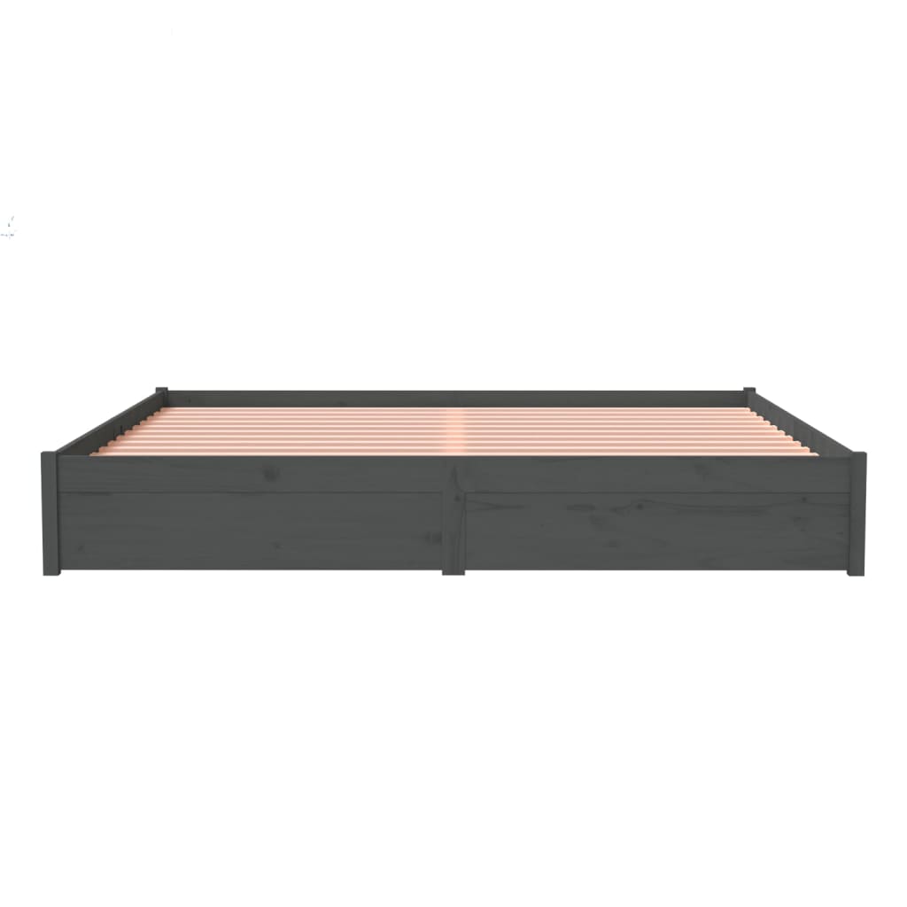 Bedframe Massief Hout Grijs 200X200 Cm