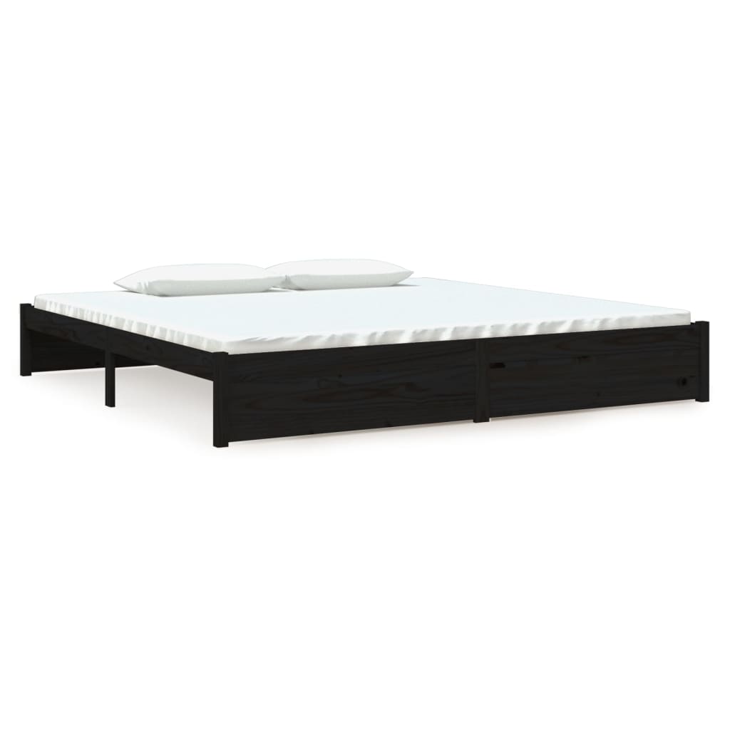 Bedframe Massief Hout Zwart 200X200 Cm