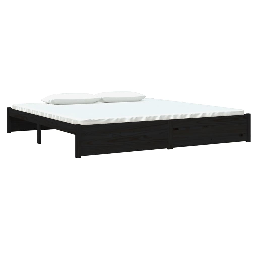 Bedframe Massief Hout Zwart 200X200 Cm