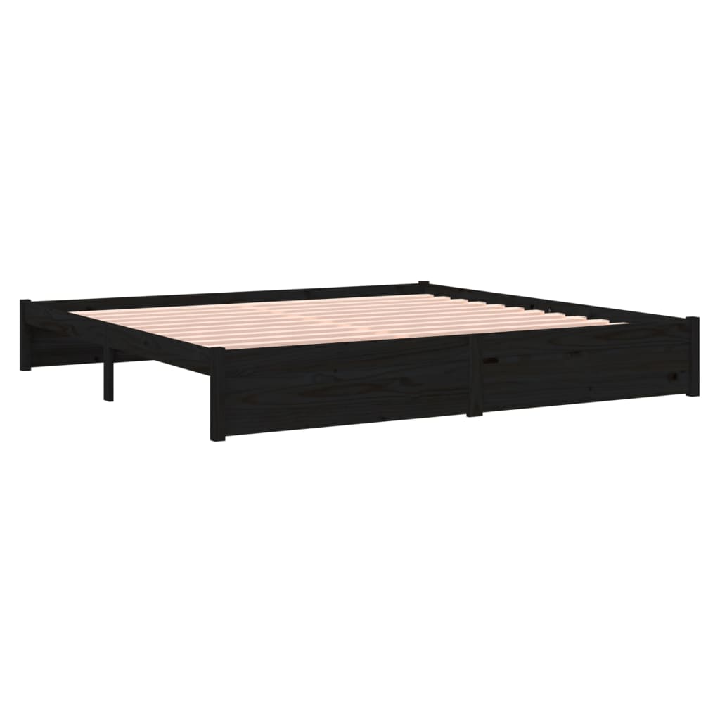 Bedframe Massief Hout Zwart 200X200 Cm