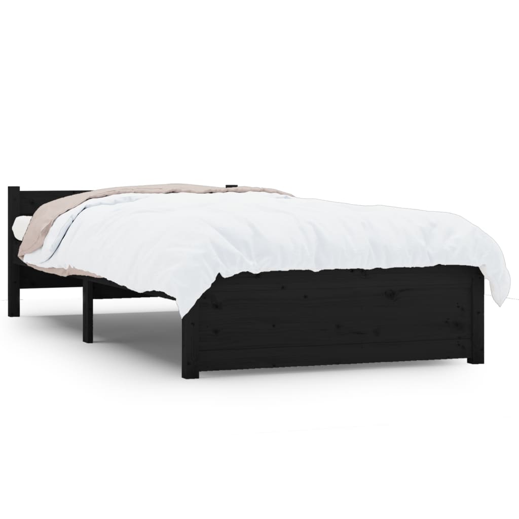 Bedframe Massief Hout Zwart 90X190 Cm 3Ft Single