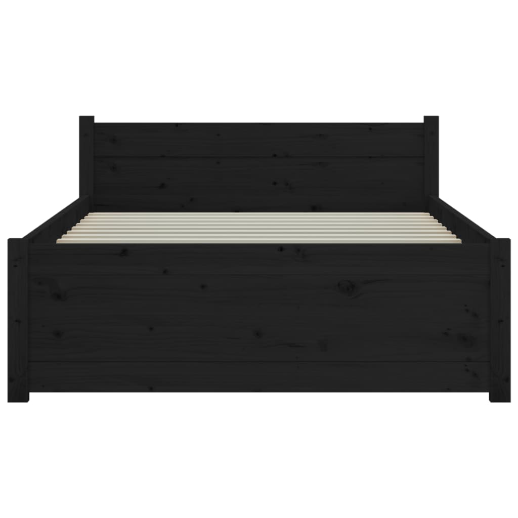 Bedframe Massief Hout Zwart 90X190 Cm 3Ft Single