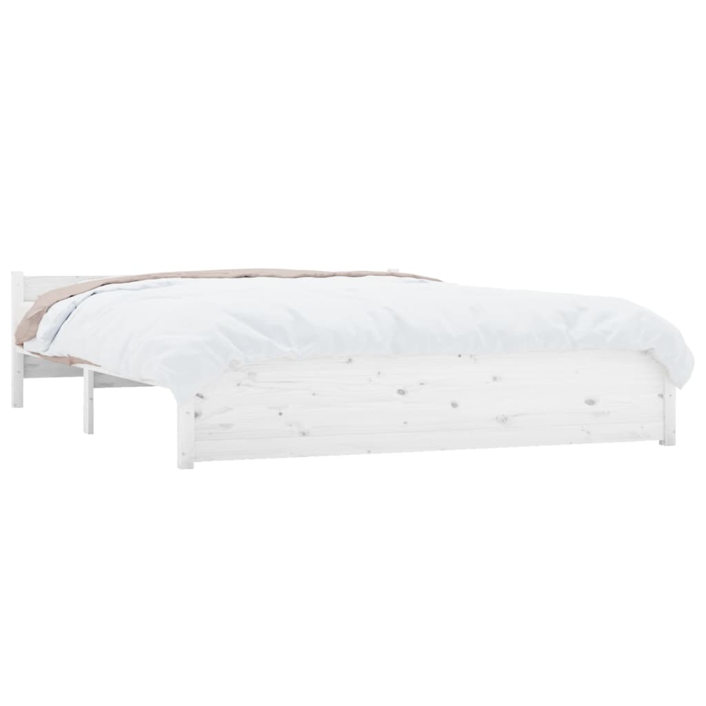 Bedframe Massief Hout Wit 140X190 Cm