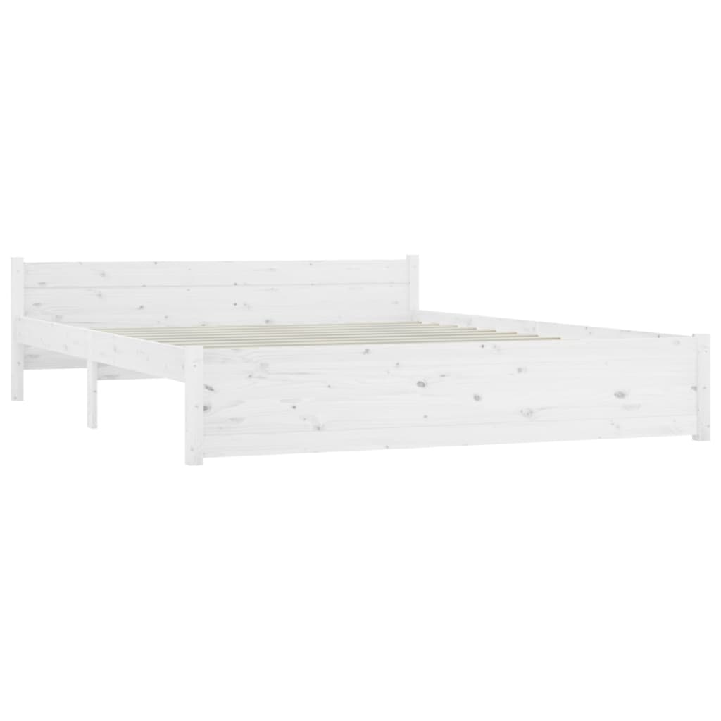 Bedframe Massief Hout Wit 140X190 Cm