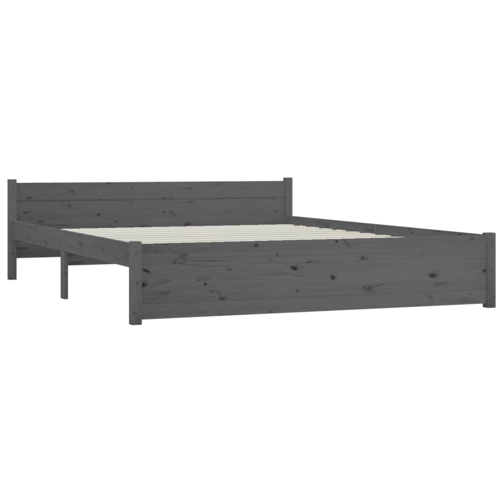 Bedframe Massief Hout Grijs 140X190 Cm