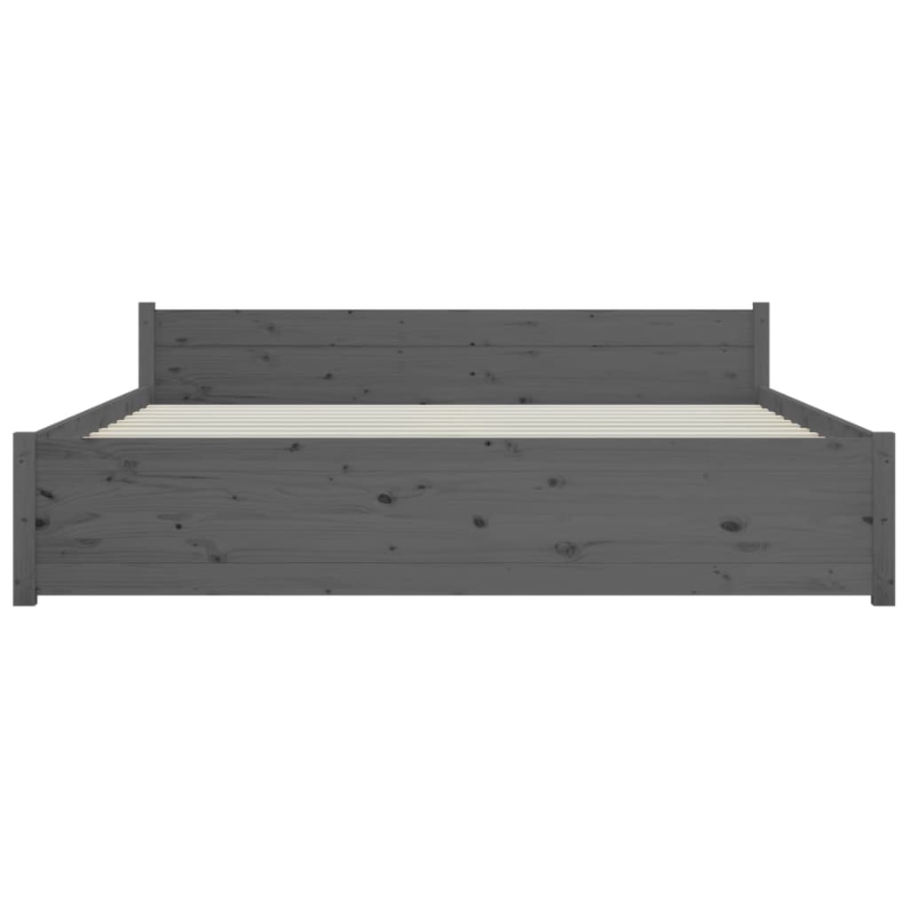 Bedframe Massief Hout Grijs 140X190 Cm