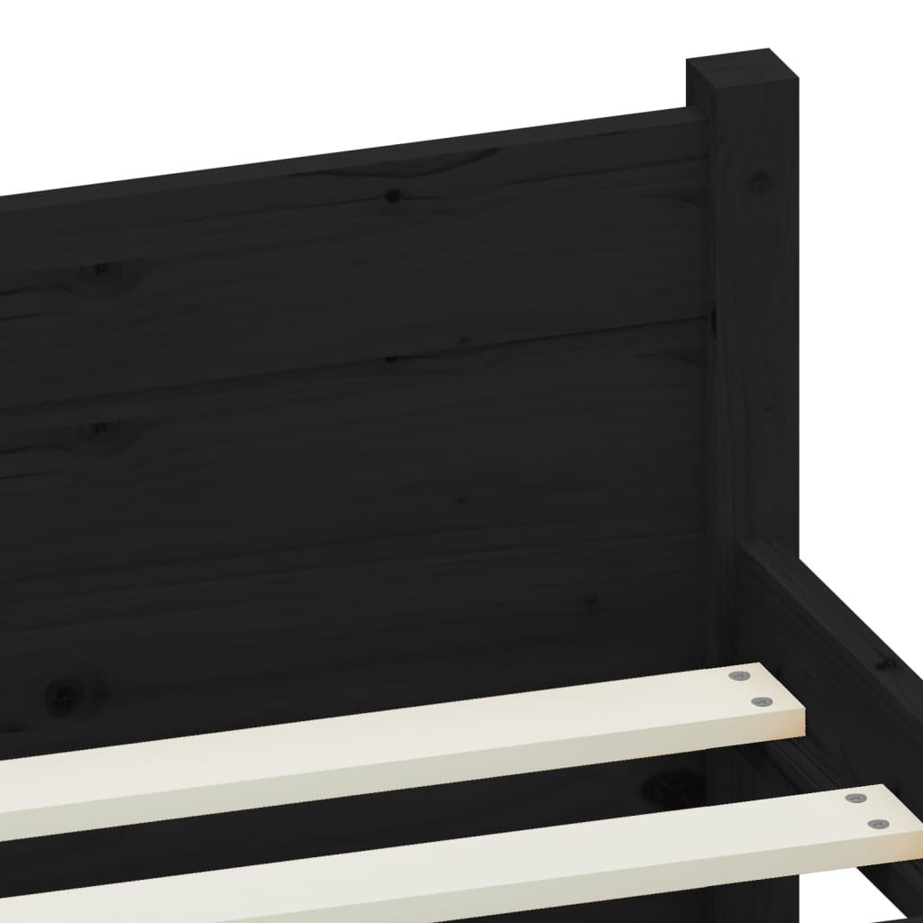 Bedframe Massief Hout Zwart 90X200 Cm